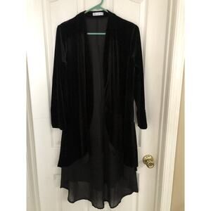 R.Vivimos Women’s Ruffled Asymmetric Long Velvet Blazer Coat